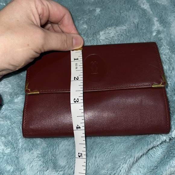 Cartier Burgundy Tri Fold Wallet With Kiss Lock 💋 - Picture 14 of 15